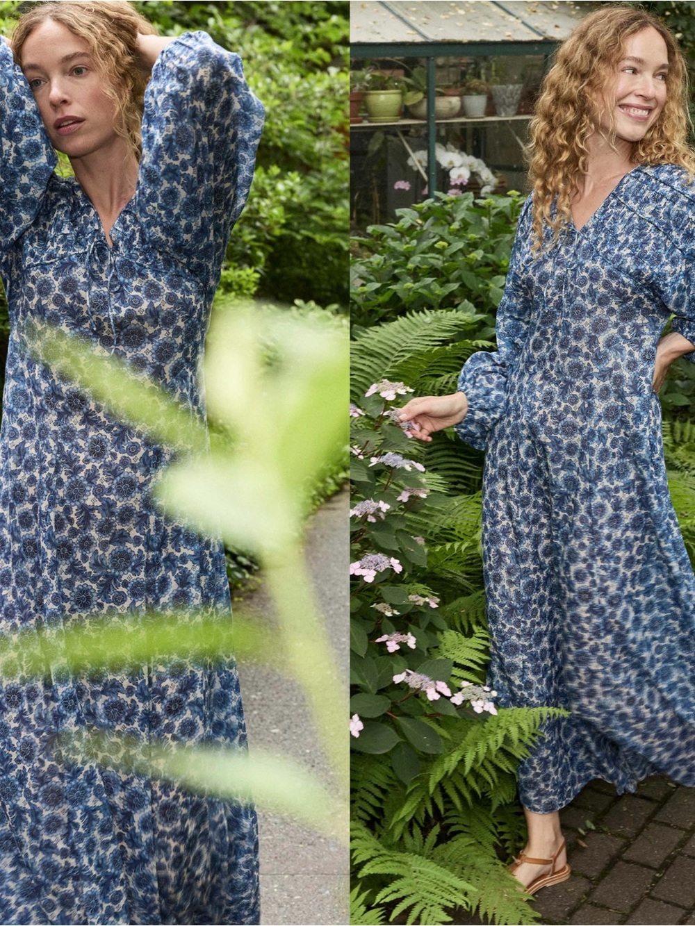Doen Nayeli Dress Blue Bleu Soleil Fleurit Floral Women’s